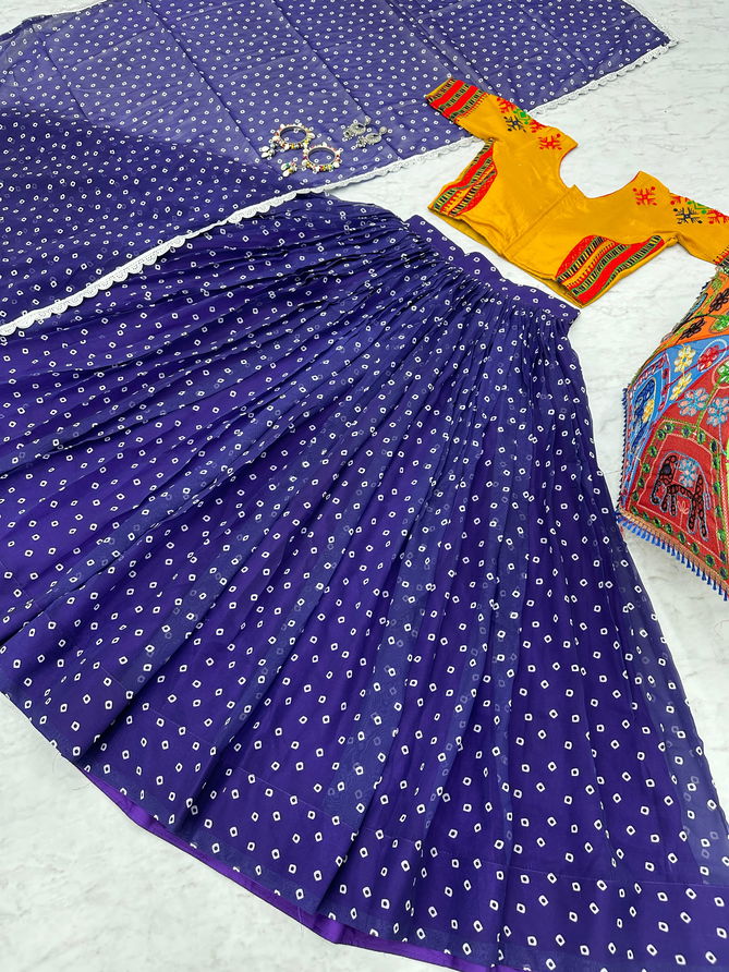 Pc N20 Blue Gamathi Work Cotton Navaratri Lehenga Choli Wholesale Price In Surat	